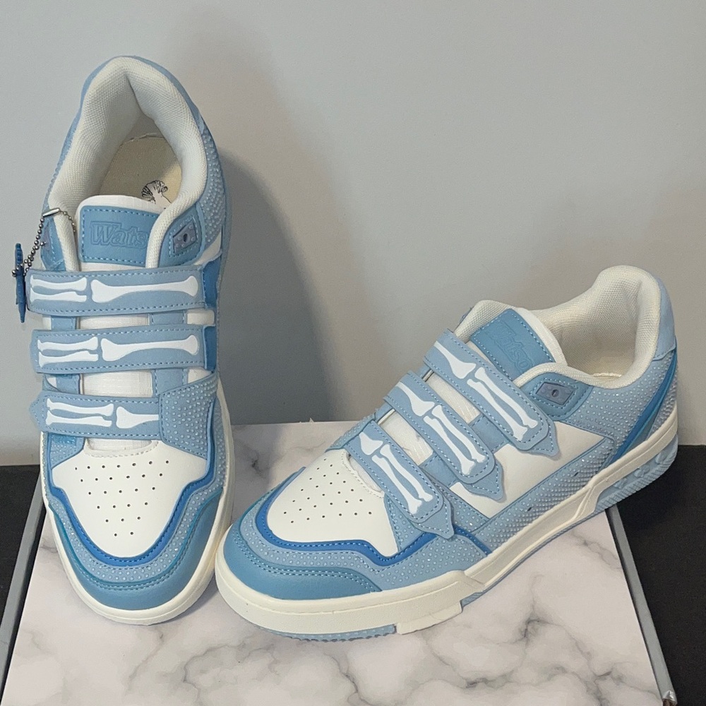 💙🪩💙 Watson Rhinestone Blue & White Vulture Sneakers - Size 8.5M, 9M
